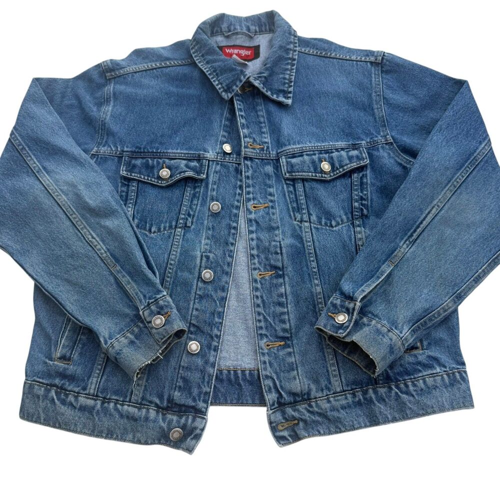Vintage Wrangler Hero Denim Trucker Jacket Medium 90s Faded Blue Jean Jacket
